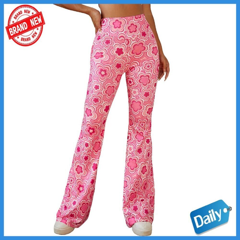 High Waist Floral Print Yoga Pants Wide Leg Bell Bottom Trousers